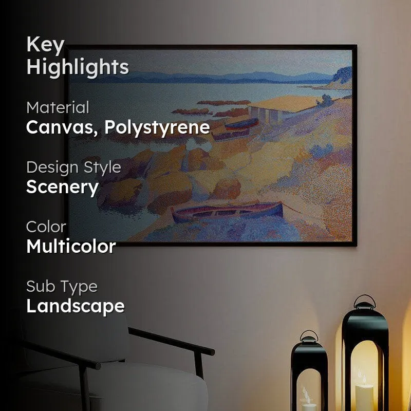 Serene Beach Canvas Wall Painting - Black Frame media 2
