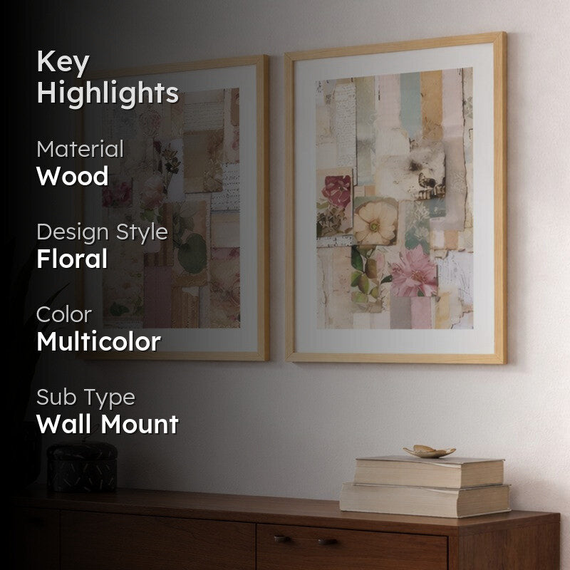 Muted Flora Wall Art With Frame - Set Of Two media 2