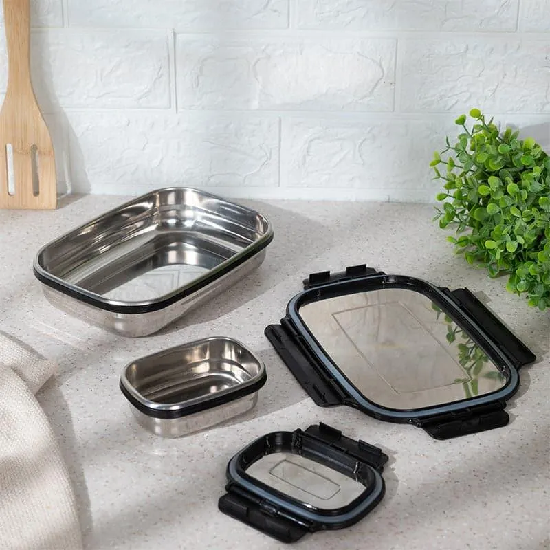 Viora Black Stainless Steel Lunch Box (775/150 mL) - Two Piece Set media 3