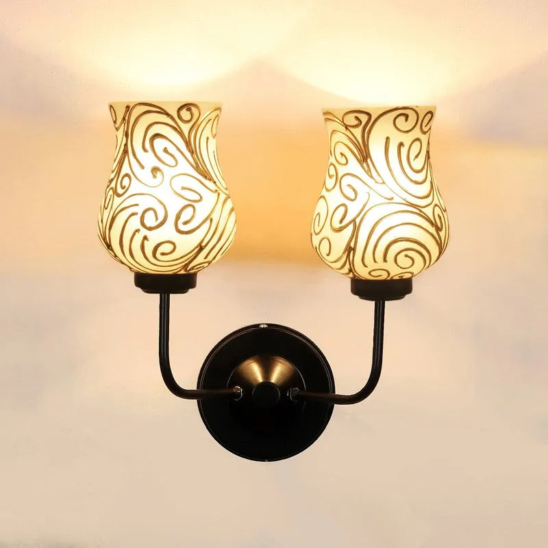 Golden Swirl Twin Tulip Glass Wall Lamp media 6