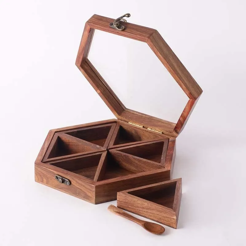 Hexa Wooden Spice Box media 5