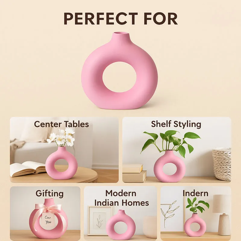 Melo Ceramic Vase - Pink media 5