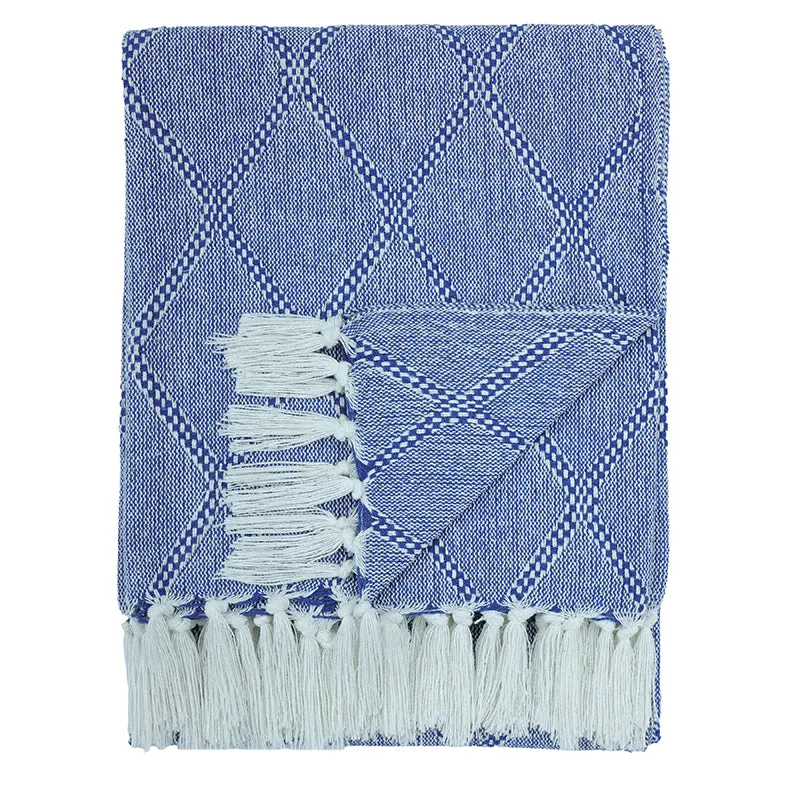Aidra Geometric Cotton Throw - Blue media 4