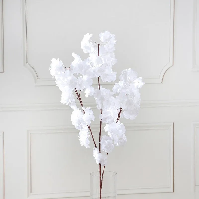 Blossira Cherry Blossom Fabric Arificial Flower - White media 3