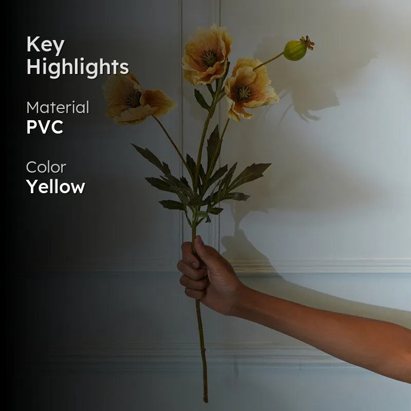 Faux Popy Flower Stick (Golden Yellow) - 27 CM media 2