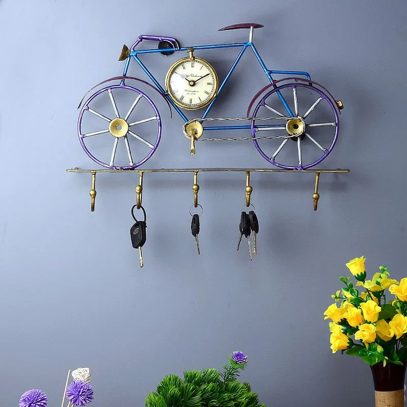 Multi Utility Cycle Key Holder Metal Table Clock media 1