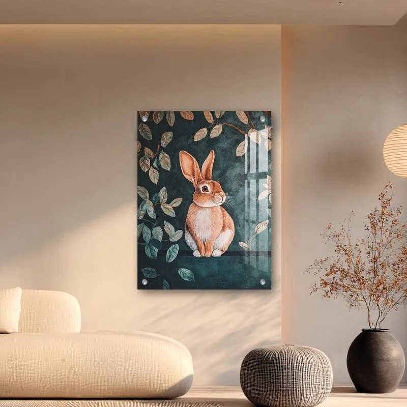 Rabbit in Serenity Leaves Acrylic Wall Art media 5