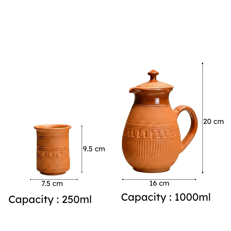 Linear Terracotta Jug with Glasses - Three Piece Set media 11