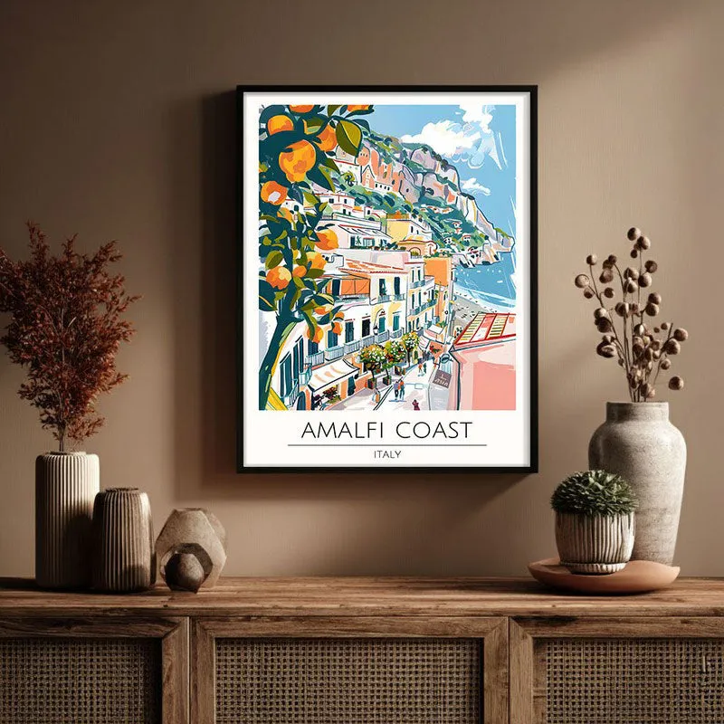 Vintage Amalfi Coast Framed Canvas Wall Painting media 3