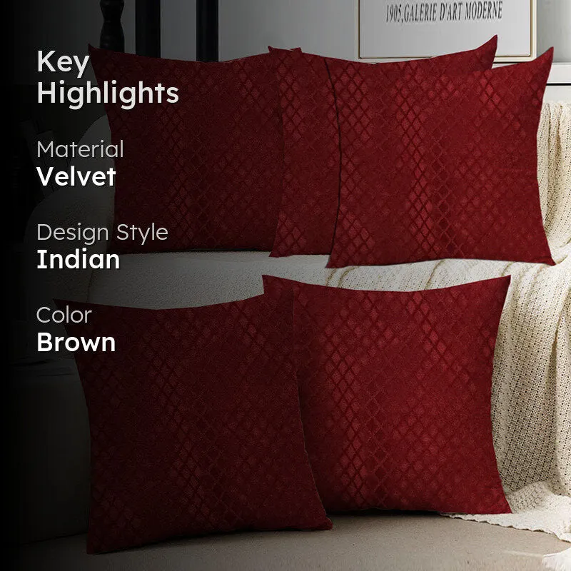 Luxe Diamond Velvet Cushion Cover (Red) - Set Of Five media 2
