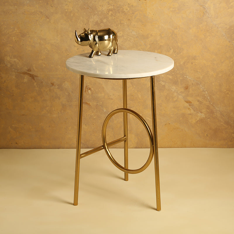 Geometrica Marble & Iron Side Table
