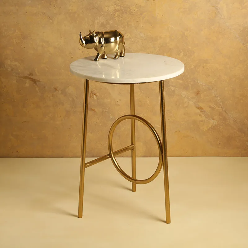 Geometrica Marble & Iron Side Table media 1