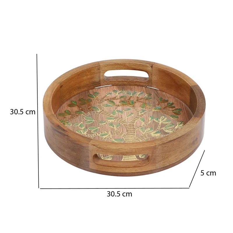 Sona Patta Round Wooden Serving Tray media 6