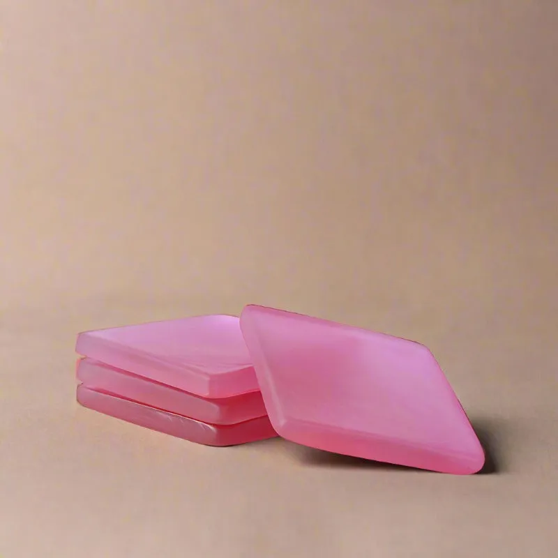 Glossy Square Glass Coaster (Pink) - Set Of Four media 1