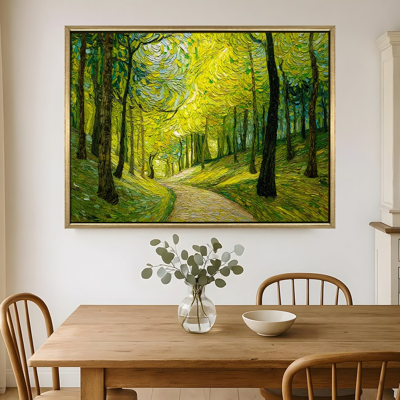 Sunlit Woodland Canvas Wall Painting With Frame