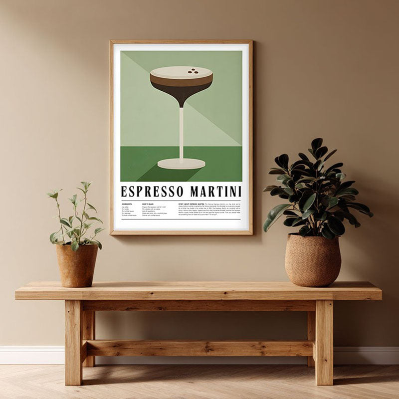 Java Martini Framed Canvas Archival Canvas Wall Painting - Natural Brown Frame