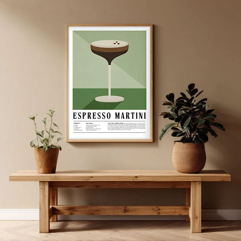 Java Martini Framed Canvas Archival Canvas Wall Painting - Natural Brown Frame media 1