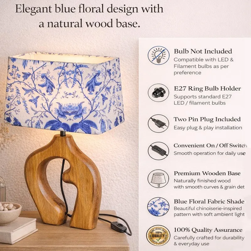 Natura Curve Wooden Fabric Table Lamp - White,Blue,Brown media 5