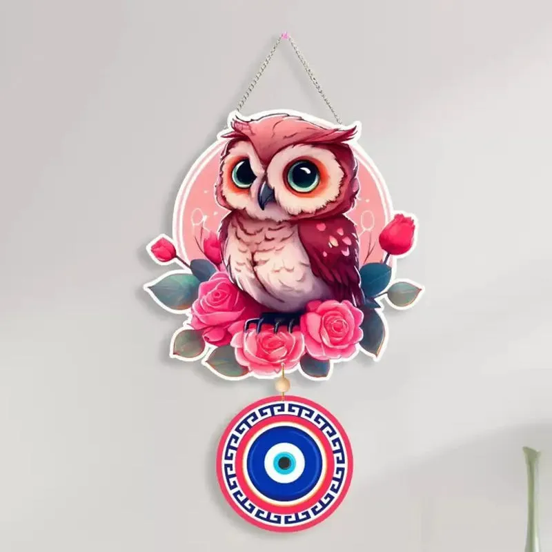 Cute Owl Nazar Polyester & MDF Wall Hanging media 4