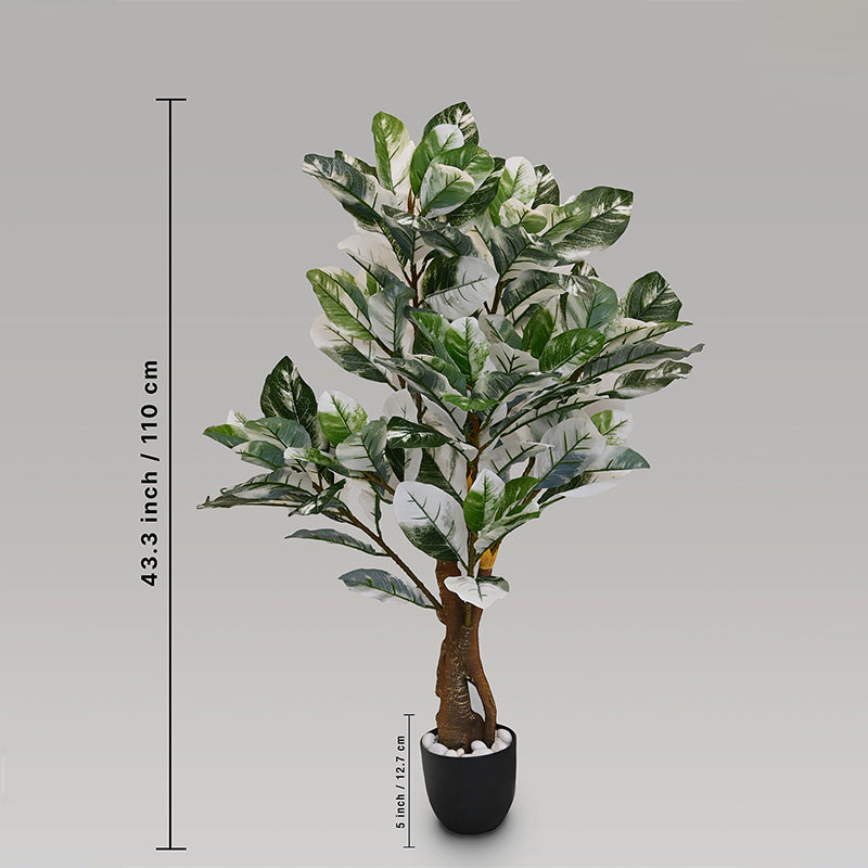 Faux Everlasting White Croton Tree With Black Plastic Pot - 110 cm (3.6 ft) media 5