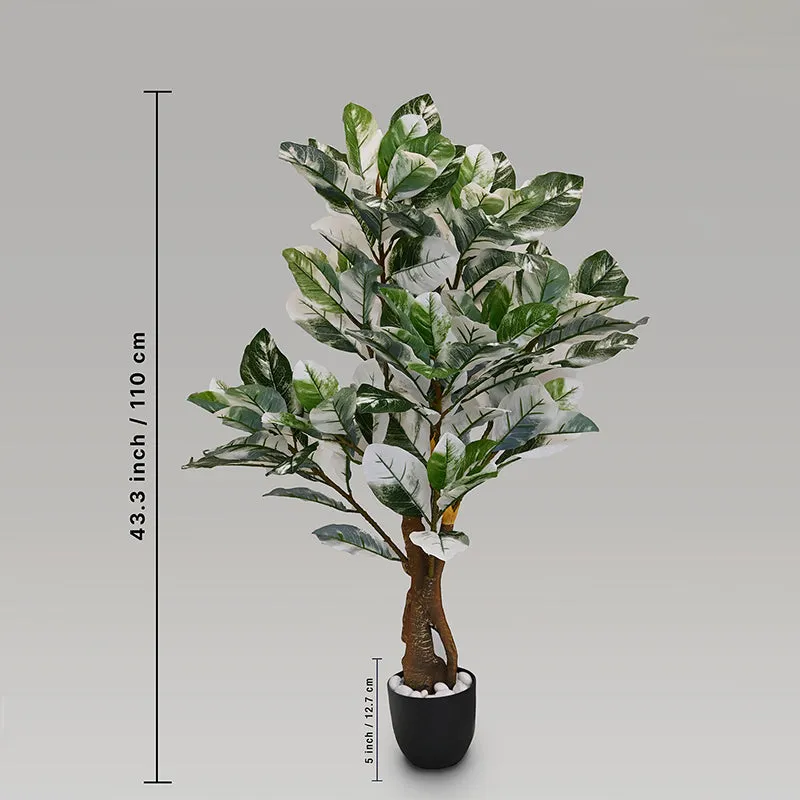 Faux Everlasting White Croton Tree With Black Plastic Pot - 110 cm (3.6 ft) media 5