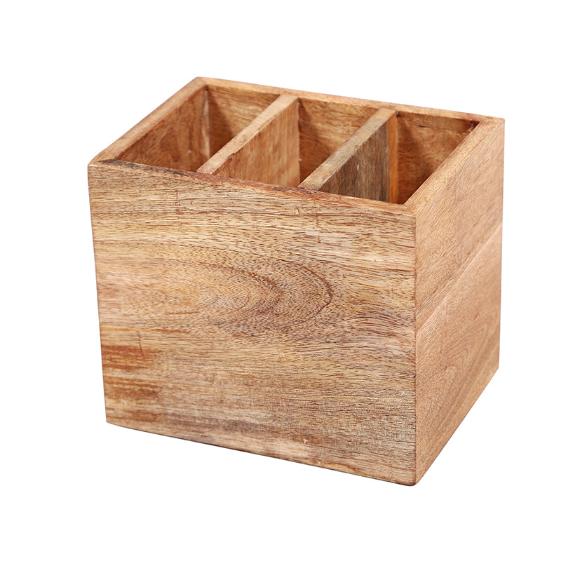 Caddy Lock Mango Wood Cutlery Stand media 4
