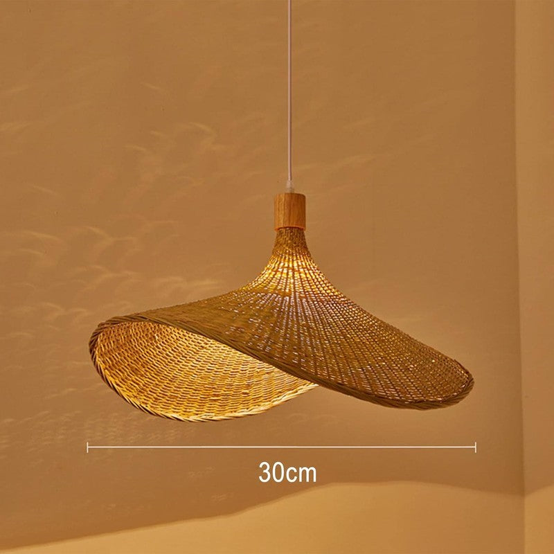 Sunhat Weave Bamboo Cane Ceiling Lamp media 6