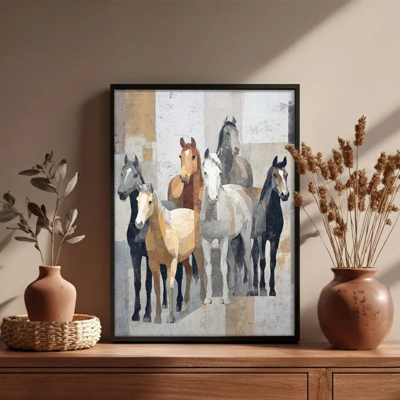 Stylized Horse Painting With Black Frame media 5