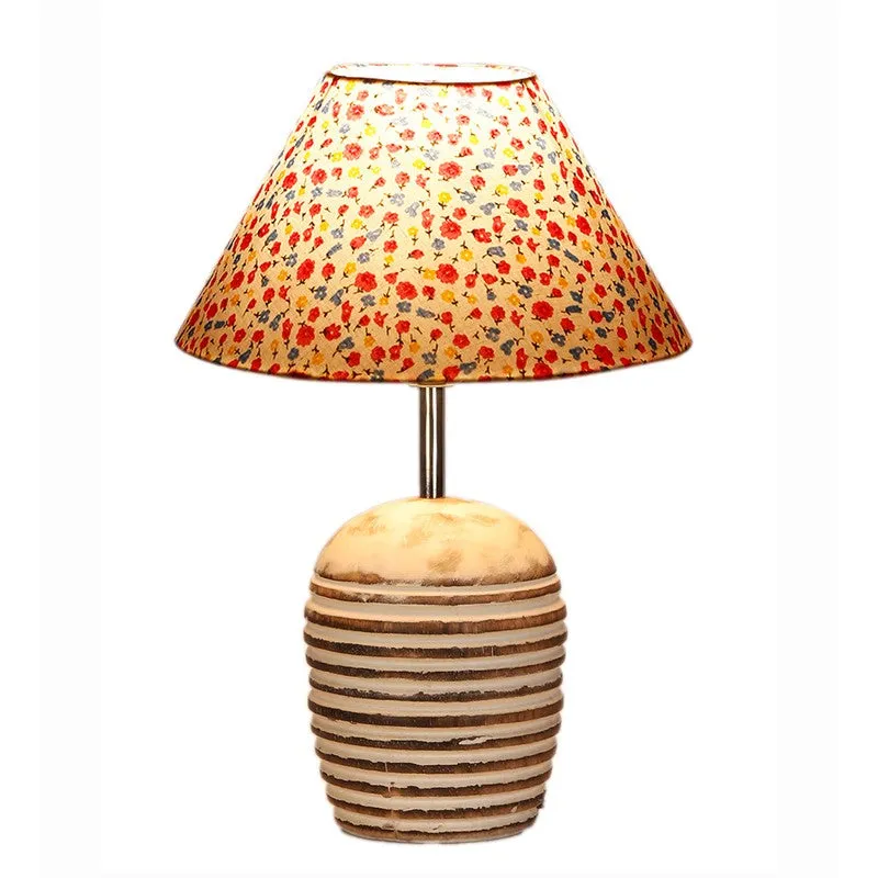 Celionis Cotton Table Lamp With Wooden Base - Multicolor media 7