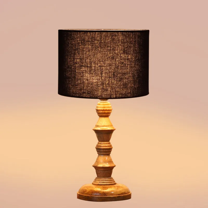 Cotin I Timber Wooden Table Lamp - Black,Brown media 4