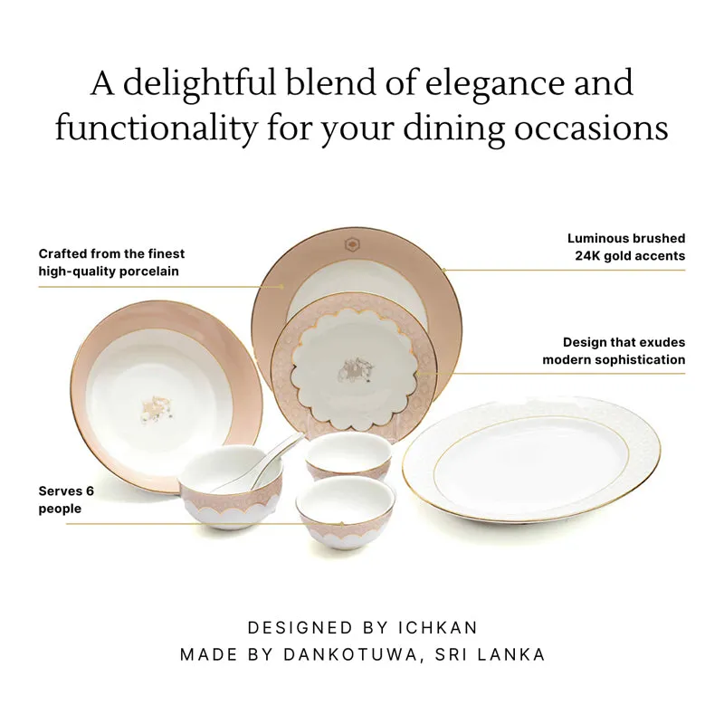 Gilded Legacy 24k Gold Brushed Porcelain Dinner Set (Peach) - 33 Piece Set media 11