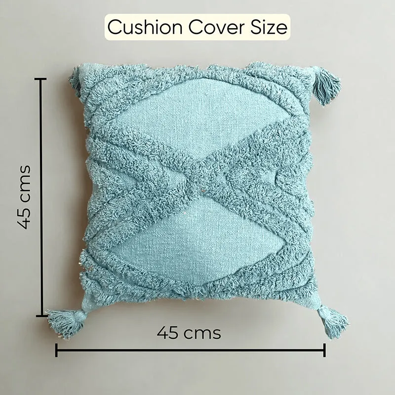 Squish & Stitch Tufted Cushion Cover (Blue) - Set Of Three media 6