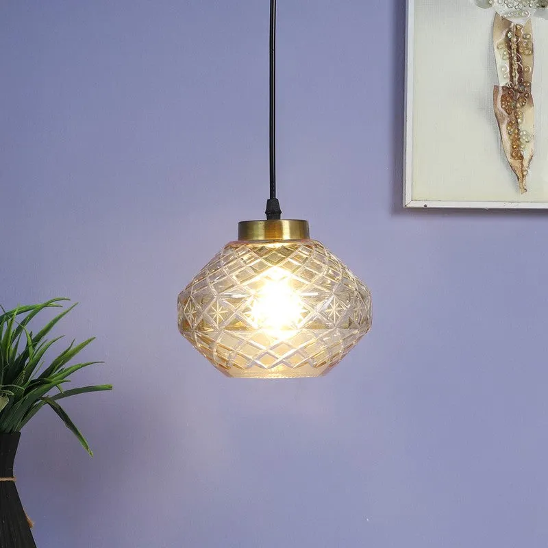 Vintage Style Texured Glass Ceiling Lamp media 1