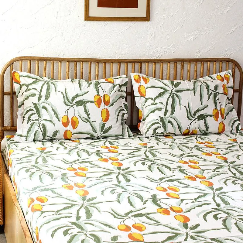 Amra Cotton Bedsheet (Orange) - 180 TC media 1
