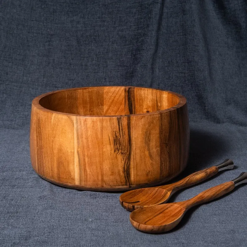 Aurelia Wood Salad Bowl with Serving Spoons (2750 Ml) - Three Piece Set media 3