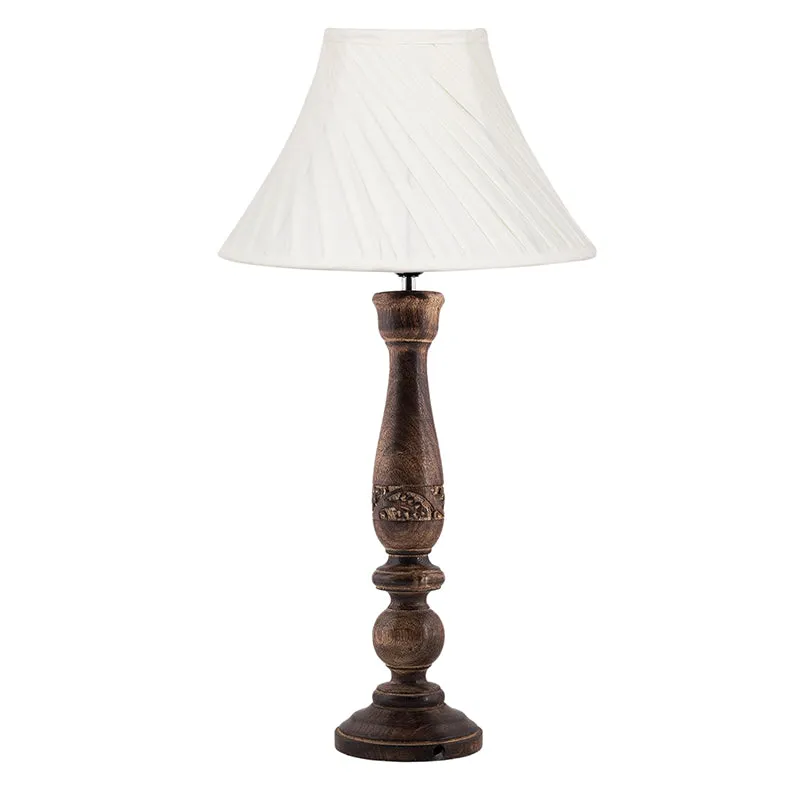 Nihara Bena Wooden Fabric Table Lamp - Beige,Brown media 3