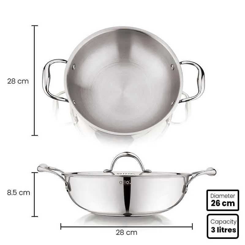 Suko Induction Safe Kadhai With Lid - 3000 mL / 10 Inches media 4