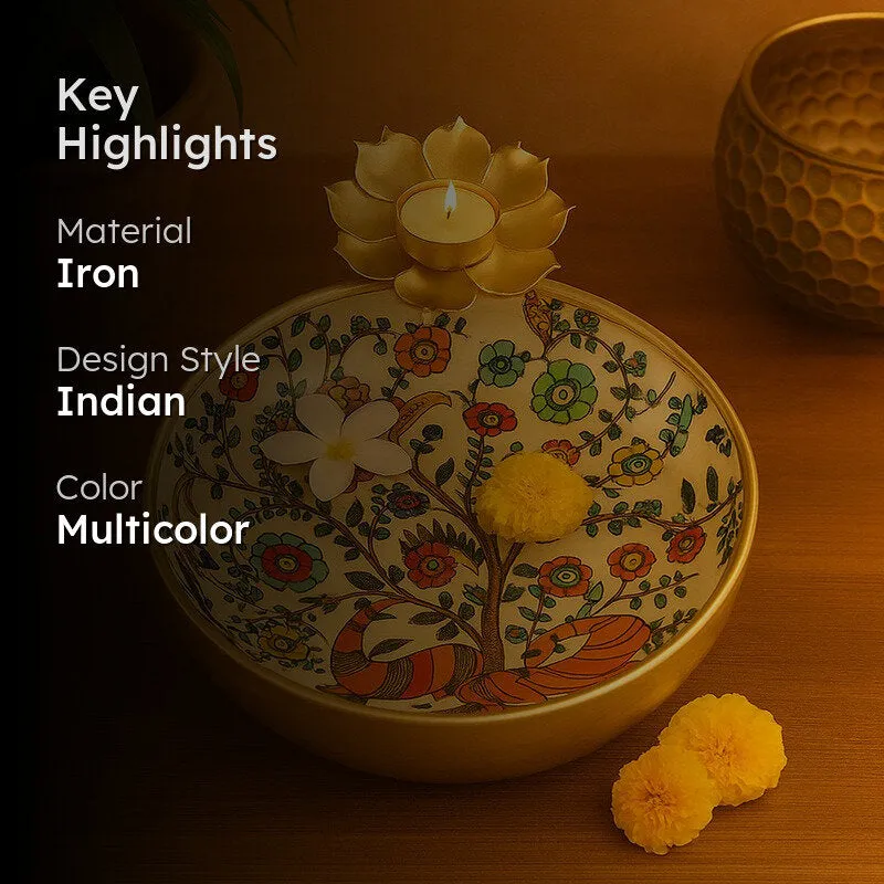 Floral Decorative Iron Urli - 2