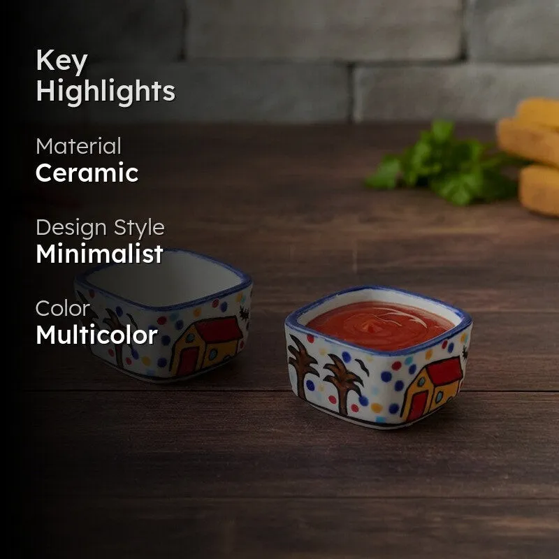 Culinova Ceramic Dip Bowls (Multicolor ,35 mL Each) - Set Of Two media 2