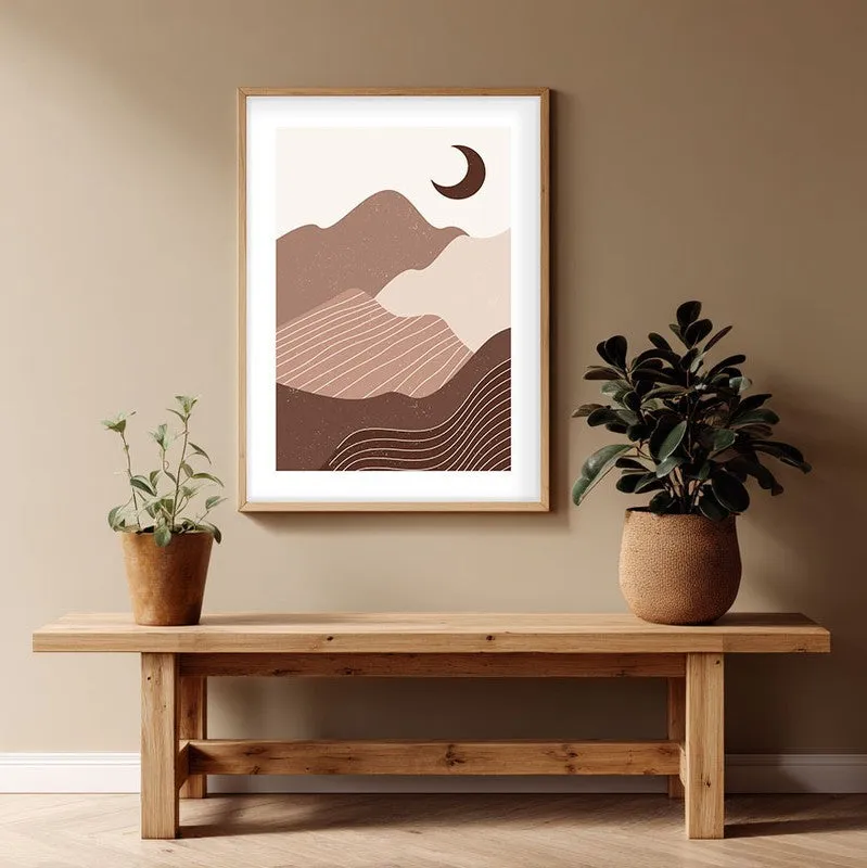 Pastel Solitude Canvas Wall Painting With Brown Frame media 1