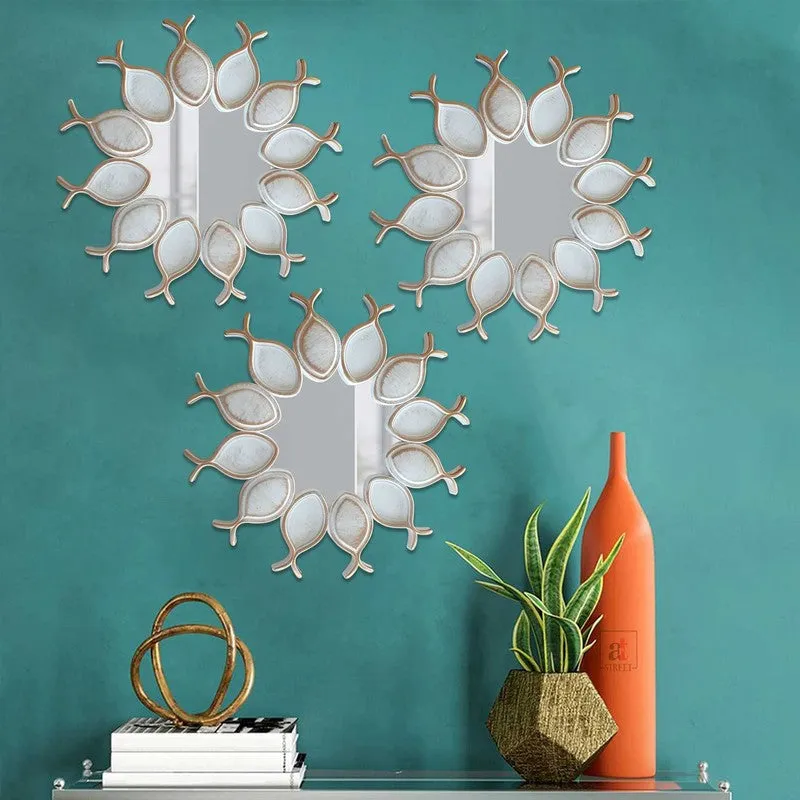 Glimmerra Glass Wall Mirror (White) - Set Of Three media 1