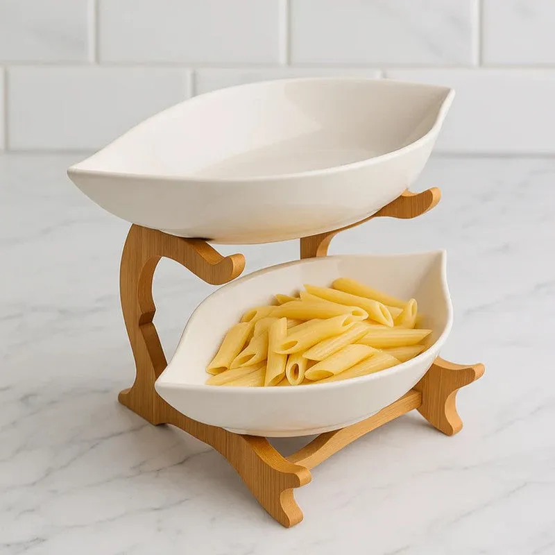 NatureNest Two Tier Leaf Serving Bowl - Set Of Two media 5