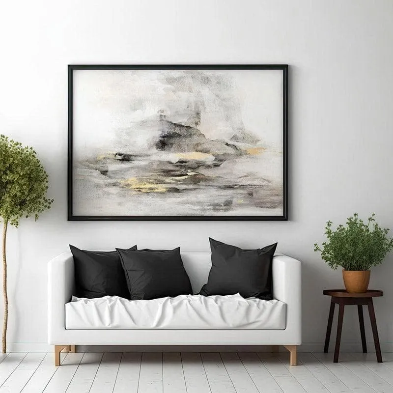 Gold Mist Canvas Wall Painting - Black Frame media 3