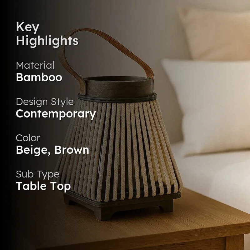StriaGlow Bamboo Tea Light Candle Holder - Beige media 2