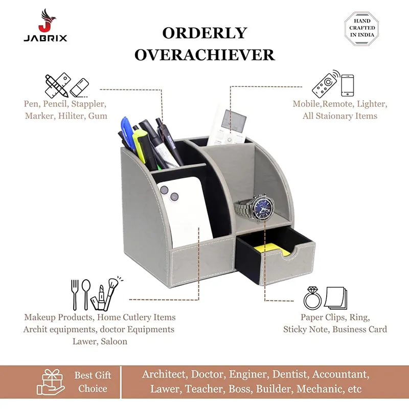 Sorrell Faux Leather Desk Organiser - Grey media 3