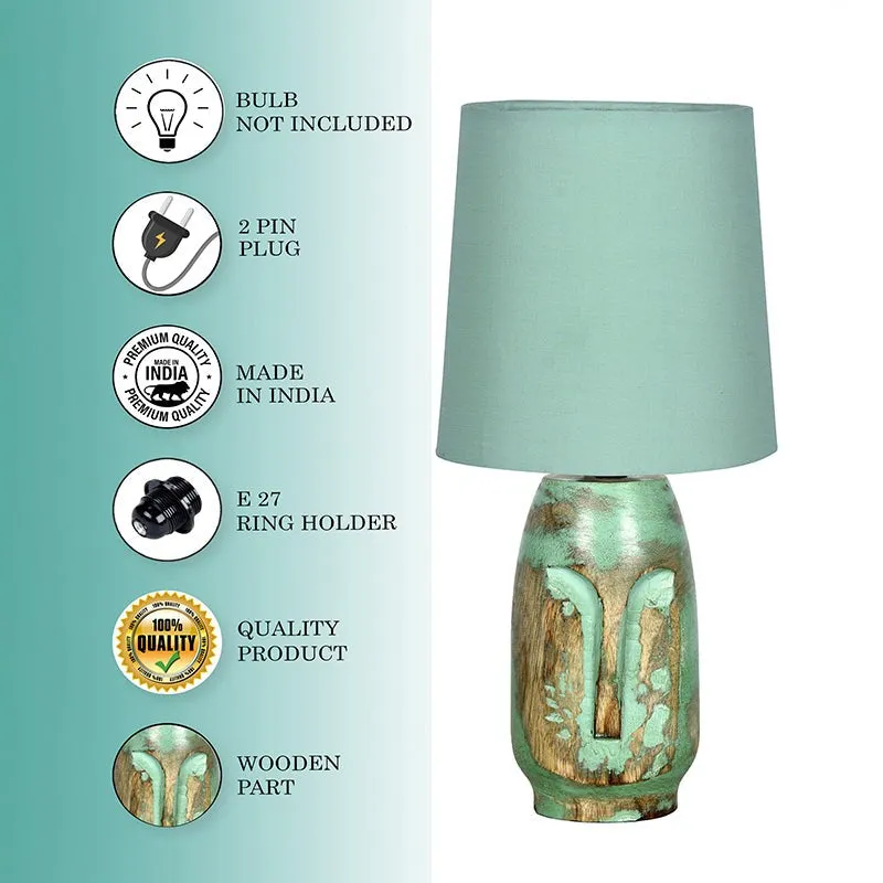 Heracles Carved Fabric Table Lamp - Green media 5