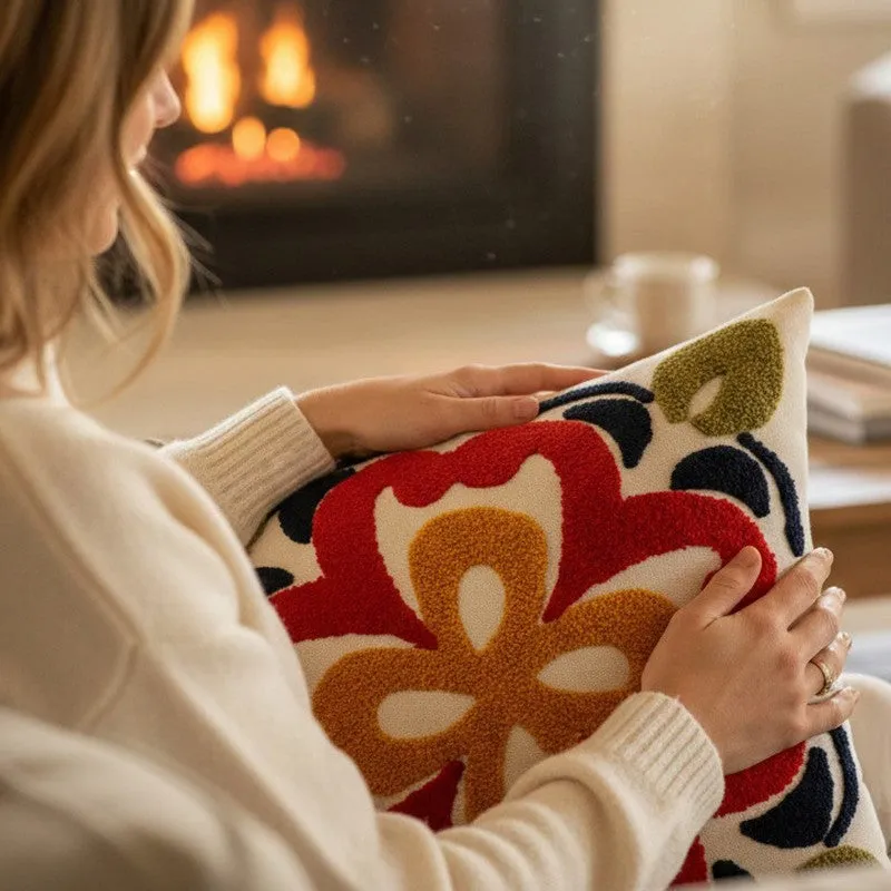 Tufted Flora Cotton Cushion Cover media 4