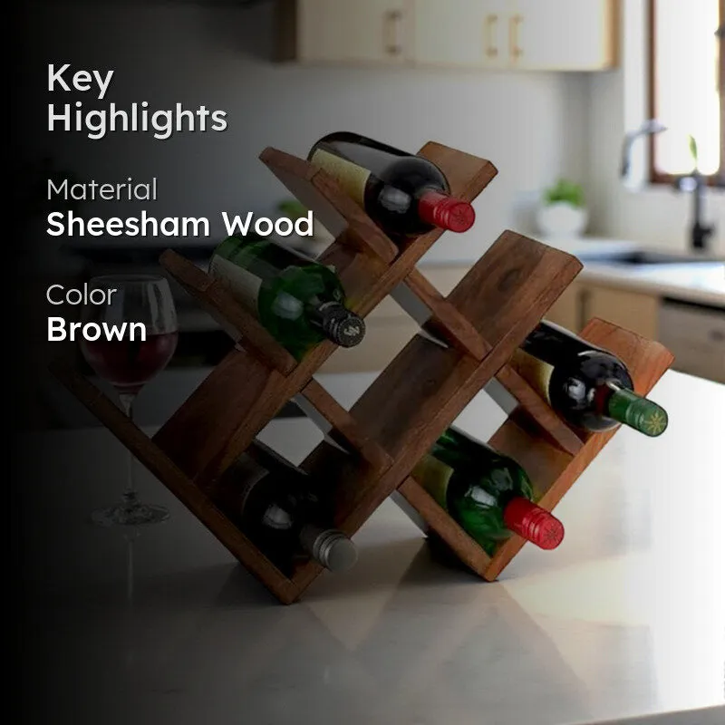 Xverox Sheesham Wooden Wine Rack - Brown media 2