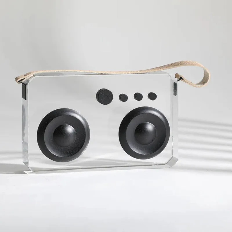 Retrova Cassette Crystal Glass & Leather Showpiece media 5