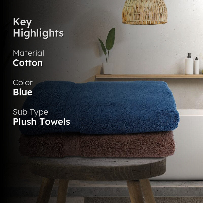 Miorah Bath Towel (Blue & Brown) - Set Of Two media 2